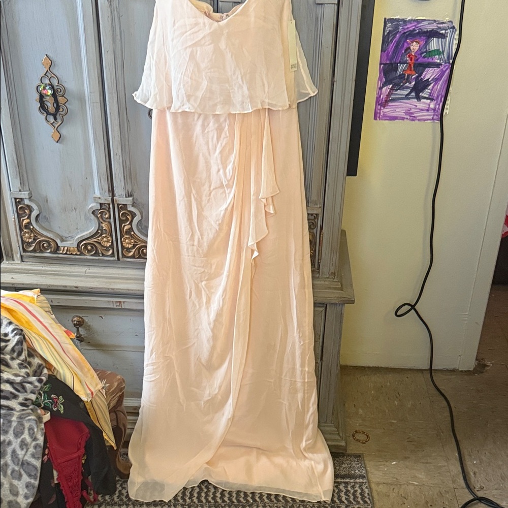 Badgley Mischka Light Pink Layered Maxi Dress